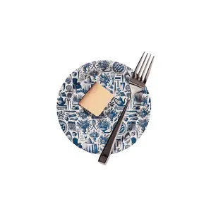 Mini Hors D'oeuvre Navy and White Martha Toile Paper Plate - 8 pack