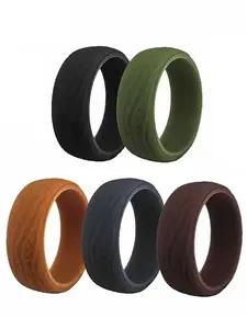 5 pieces/set Fashionable Tree Pattern Design Silicone Ring Men's Wedding Ring Soft Comfortable Suitable for Daily Wear Perfect for Sports Running Cycling Fitness The Best Holiday Gift for Men