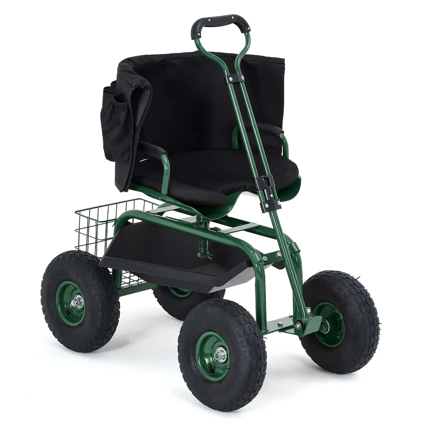[Football Fan SeasonDeal] 2026 New New Upgraded Garden Work Seat with Retractable Handle 360° Swivel Wheels Iron + Rubber for Home Patio Garden Decor