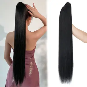 30 Inch Ponytail Extensions Claw Clip Ponytail Extension Long Straight Clip In Ponytail Extension Synthetic Hairpiece for Daily Use