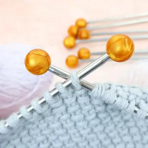 6pcs Knitting Needle Stoppers, 15mm Large Round Stoppers, Yarn Needle Caps, Knitting Accessories, Needle Supplies, Prevent Yarn Slippage, Crochet Needle Protectors, Bowknot Design, Anti-Slip Stoppers for Straight Needles, Anti-Drop for Sweater Knitting, Y