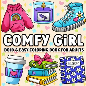 Bold and Easy Coloring Book for Adults: Comfy Girl Cute, Simple and Cozy Designs for Women for Relaxation Color