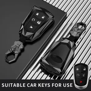 Cadillac Key Fob Cover, Zinc Alloy Car Key Case, Key Fob Shell, Key Fob Protector, Car Key Accessories, 4/5 Buttons, Protective Accessory for Sts Cts Xt5 Escalade Ct6 Ats Srx, Automotive Interior