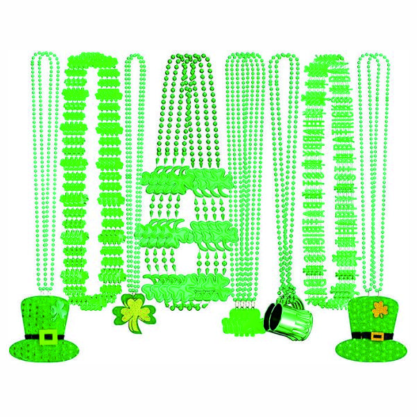 St. Patrick's Day 24 Pcs Accessories Set with Shamrock Green Beads and St. Patrick's Day Necklace for Parades and Parties, 8 Types of Decorations