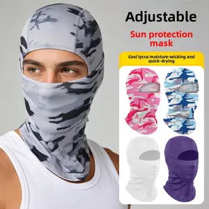 Full face sunscreen headgear, quick-drying breathable face mask, men's and women's all-in-one thin Lycra ice silk cycling neck cover head scarfMulticam Camo Balaclava Head Gear Full Face UV Protection Ski Mask