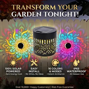 Solar-powered mandala projection wall light, waterproof metal fence light, outdoor decorative light for gardens, terraces, backyards, and patios, outdoor decoration, patio lighting, solar lighting.