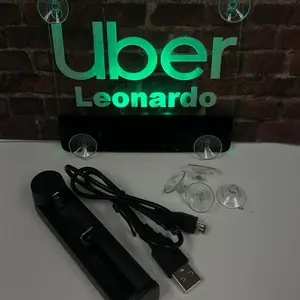 Customizable Acrylic LED Sign – 7 Color Choices, Personalized Name Display, Wireless & Rechargeable, Includes 4 Suction Cups & USB Charger, Ideal for Rideshare & Mobile Businesses
