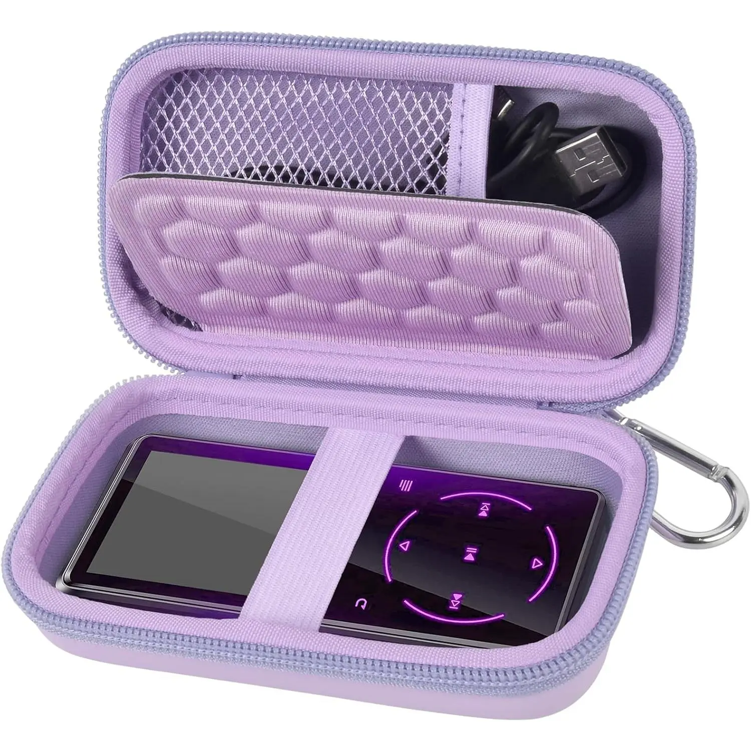 MP3 & MP4 Player Case for SOULCKER/G.G.Martinsen/Grtdhx/iPod Nano/ Music Player/ NW-A45 and Other Music Players with . Fit for Earbuds, USB Cable, Memory Card - Purple