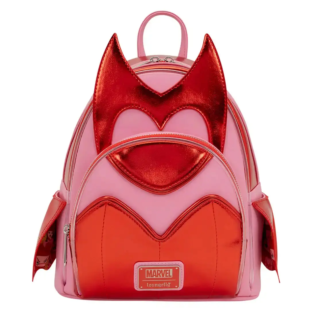 Loungefly Marvel Scarlet Witch LED Light-Up Cosplay Mini Backpack, Metallic Faux Leather Casual Collectible Bag, Casual Backpack, Lightweight Daily Backpack