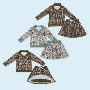 Camouflage Pullover top matching skirt girls hunting season outfit