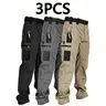 HOMUG Men's Plain Tactical Work Pants (3 Pairs) - 230g Wear-Resistant Scratch-Proof Fabric, Large-Capacity Pockets, Menswear Workwear Casual Outdoor Bottoms for Spring Summer, Belt Not Included (Check Size Chart)