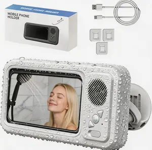 Waterproof box speaker, shower waterproof 360 ° rotating touch screen, Waterproof Degree,watch movies, listen to music, Hands-free call，phone holder Bluetooth speaker, Compact Smartphone, phone cases, subwoofers, kitchen, bathroom, sink tiktokshopspringgl