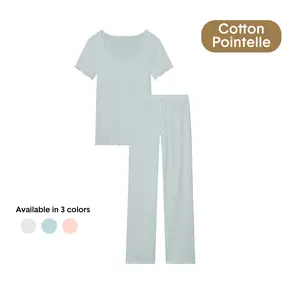 Tommy John Women’s Cotton Pointelle Tee & Pant Set | Ultra-Soft Breathable Pajama Set | Lightweight Lounge & Sleepwear, Stretch Fit