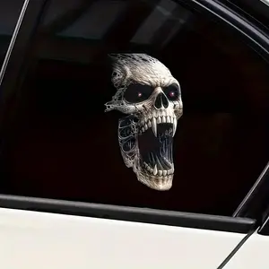 Skull Pattern Car Sticker, Premium Skull Stickers, Waterproof Durable Car Decorative Sticker, Universal Personalized Decoration Decals for Car Motorcycle Body Laptop Shell Glass, Halloween, Vehicle Exterior Decoration