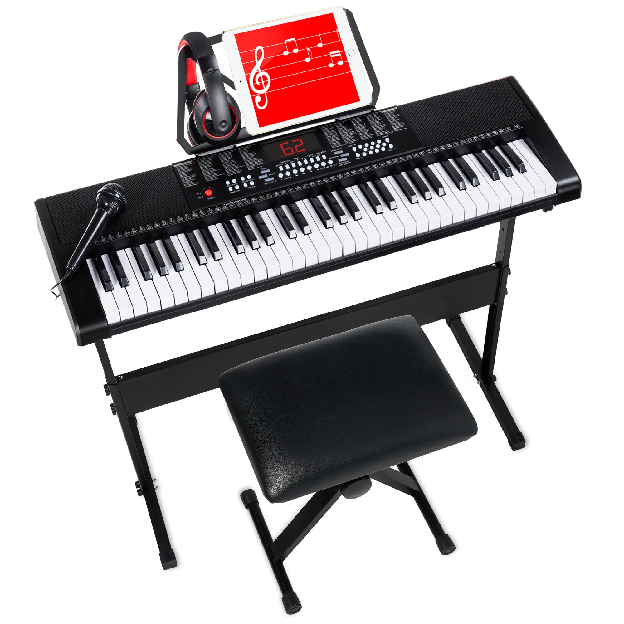 Best Choice Products 61-Key Beginners Electronic Keyboard Piano Set w/ LED, 3 Teaching Modes, H-Stand, Stool Best Choice Products 61-Key Beginners Electronic Keyboard Piano Set w/ LED, 3 Teaching Modes, H-Stand, Stool