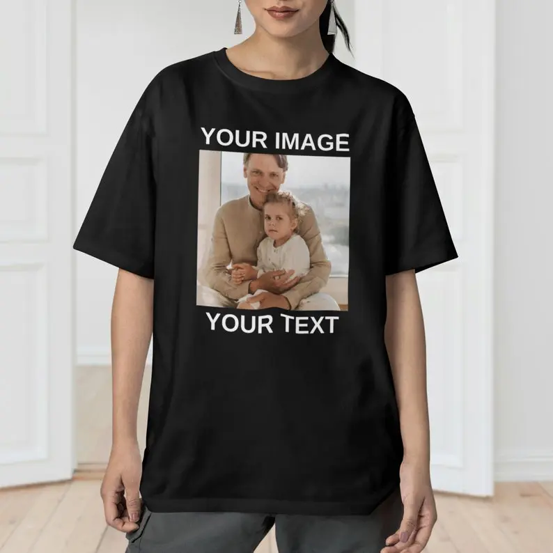 Unisex Custom Photo Graphic T Shirt Personalized With Any Picture Image And Custom Text Soft Comfortable Cotton Short Sleeve Casual Top Ideal Unique Photo Gift For Birthday Celebration Hen Party Daily Wear For Men Women Adults