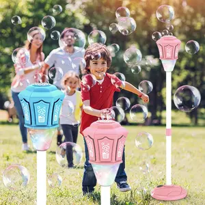 Street lamp bubble machine, Multifunction bubble maker, automatic bubble, self-contained lighting music, birthday gift for children, both for business and home use, requires 3 AA batteries, includes 3 packs of concentrated bubble liquid
