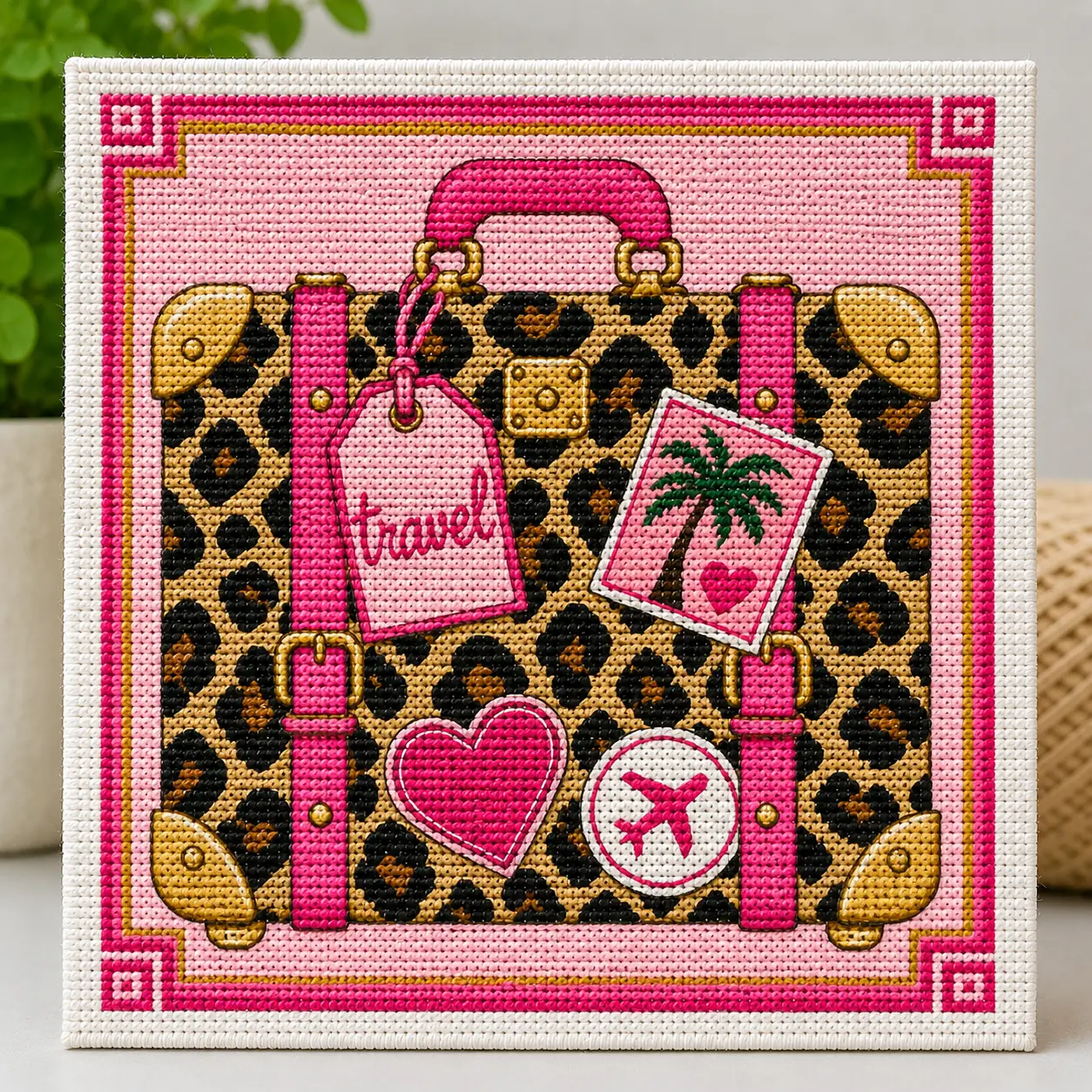 Leopard Suitcase Printed Needlepoint Canvas