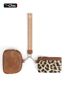 Women's Cute Leopard Print Zipper Short Wallet, Trendy Versatile Wristlet Wallet, Fashionable All-match Versatile Portable Coin Purse for Daily Use, Stylish Wallet