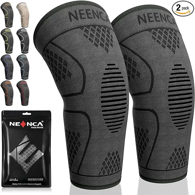 [NEENCA] Knee Braces for Knee Pain Women & Men -2 Pack Knee Sleeves for Knee Pain Set, Knee Brace Compression Sleeves, Knee Support for Sports, Running, Meniscus Tear, ACL, PCL, Arthritis Pain Relief