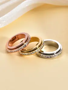 Rotatable Anxiety Ring with Cz Gemstone, Unisex Stress Relief Fidget Toy, Perfect Wedding Promise Gift, Fashion Promise Ring, Men and Women Jewelry