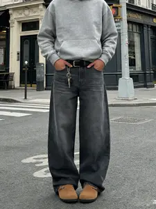 Men's Y2K Trendy Denim Jeans, Classic Loose Fit Jeans, Non-Elastic Casual & Formal Wear, Durable Fabric, All Season Street Fashion, Denim Bottoms