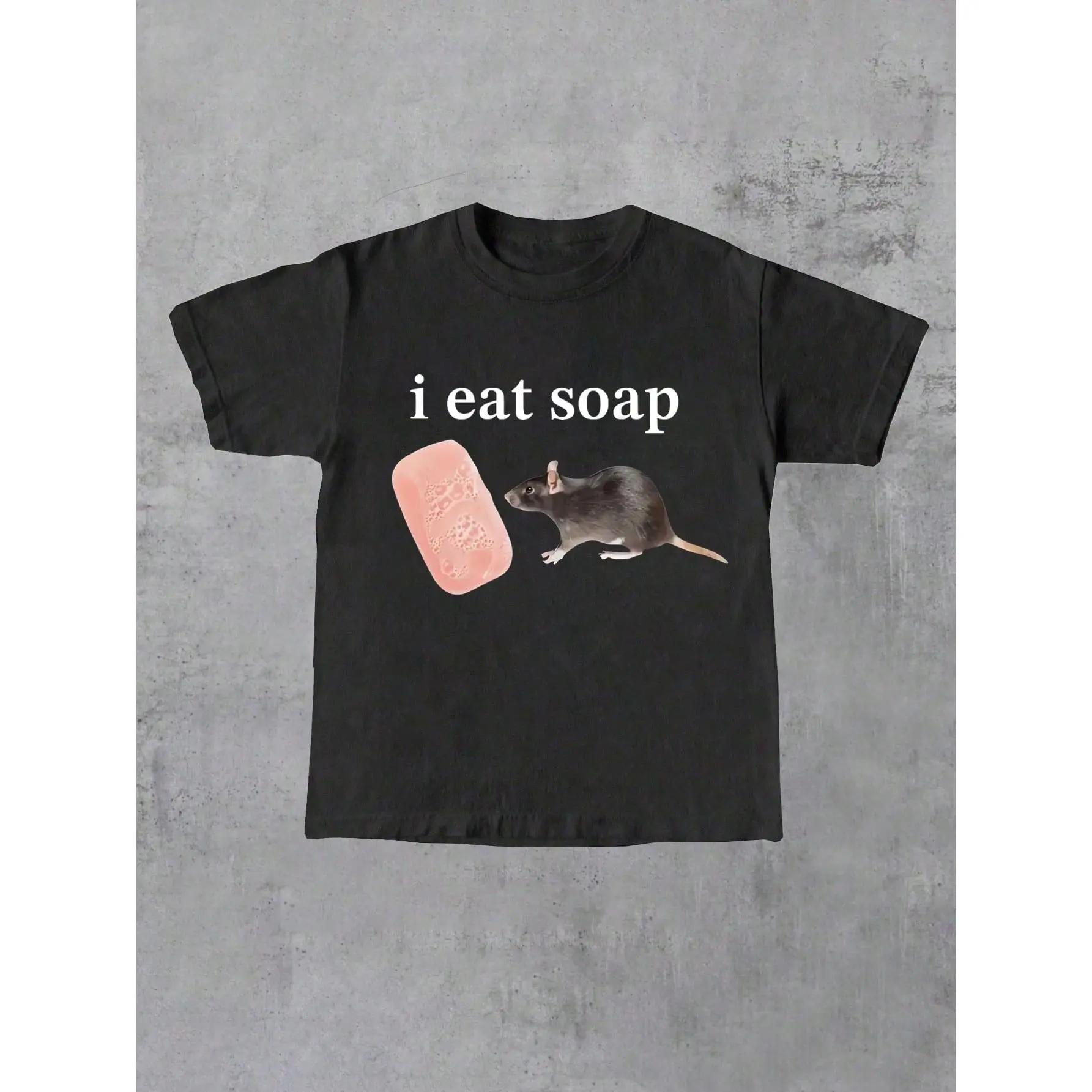 SHEIN Women's Casual Comfortable Short-Sleeve "I Eat Soap" Graphic Print Sports Top