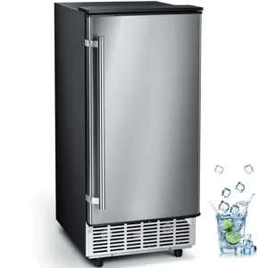 Kismile Commercial Built-in Ice Maker Machine,80Lbs/Day,Under Counter Ice Cube Maker with 24H Timer,Reversible Door,Built-in Freestanding Ice Maker for Home & Office(Stainless Steel Silver)