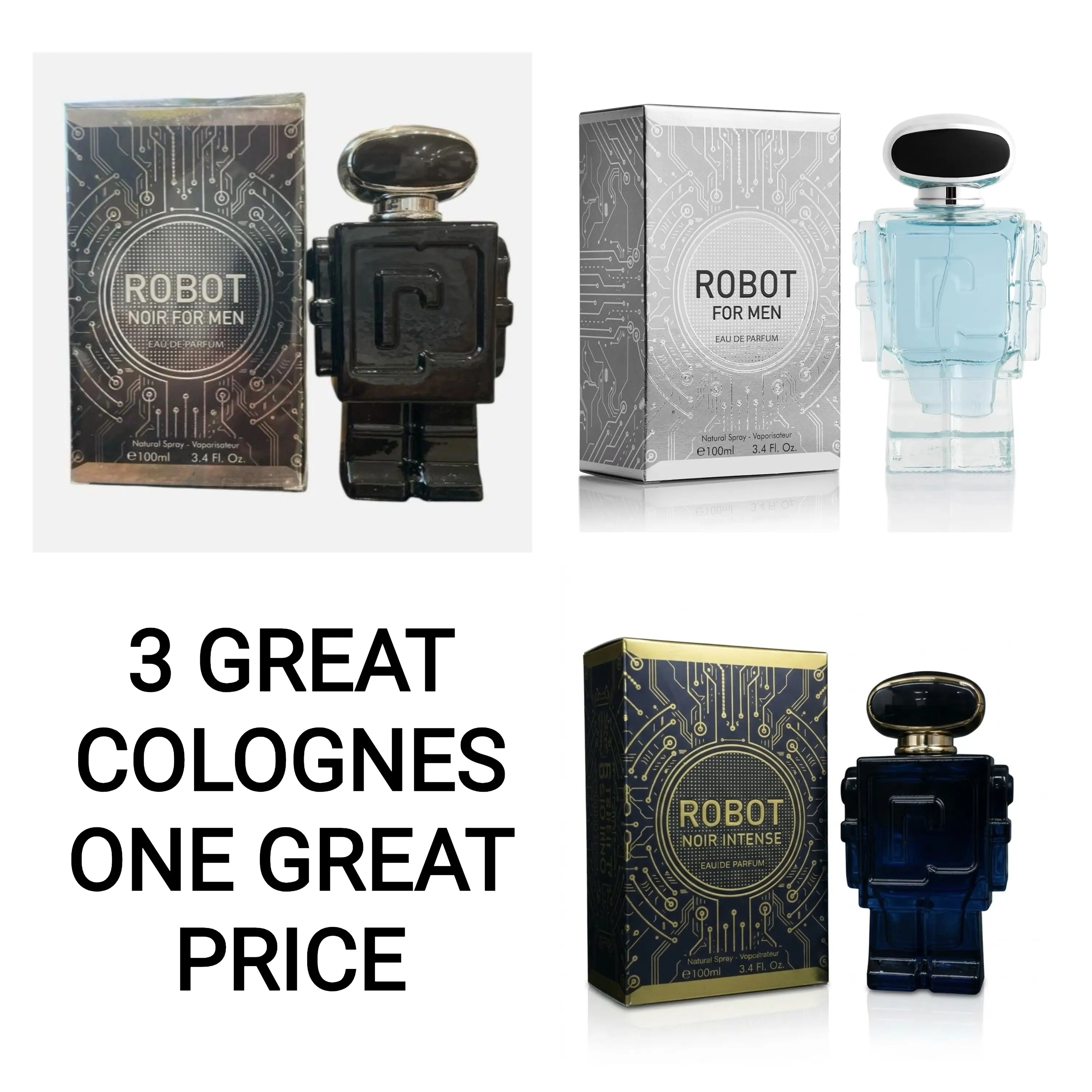 Robot Cologne Bundle Deal - 3 Great Colognes for One Low Price Robot Cologne Bundle Deal - 3 Great Colognes for One Low Price