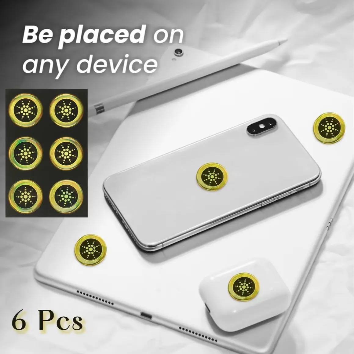 Luxury Metallic Device Stickers - 6-Pack Gold & Silver Digital Accessories for Smartphone, Cellphone, Laptop & Router, Easy Installation for Mindful Tech Users Valuing Intention & Clarity, Aesthetic