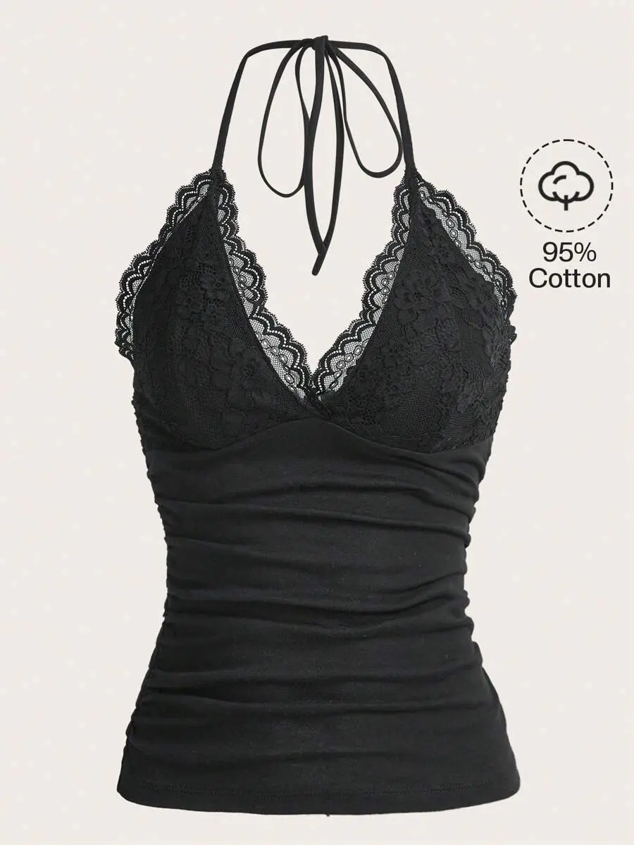 PUNK Lace Panel Halter Top, Goth Style, Gothic Style
