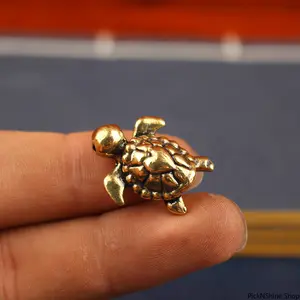 Brass Turtle Figurine Vintage Tortoise Statue Symbolizing Wealth Longevity And Luck Delicate Metal Craft For Desk Home Office And Car Decoration Practical Tea Pet With Auspicious Cultural Meaning And Exquisite Workmanship