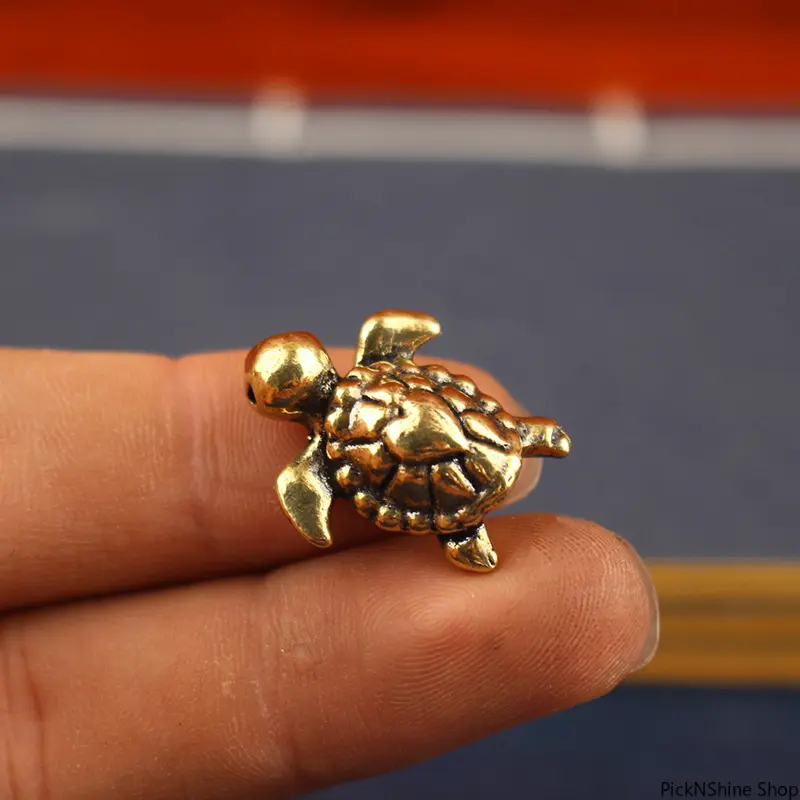 1pc Vintage Brass Turtle Collectible Figurine - Lucky Wealth & Longevity Symbol, Delicate Metal Craft Tea Pet, Decorative Sculpture for Desk & Home Use