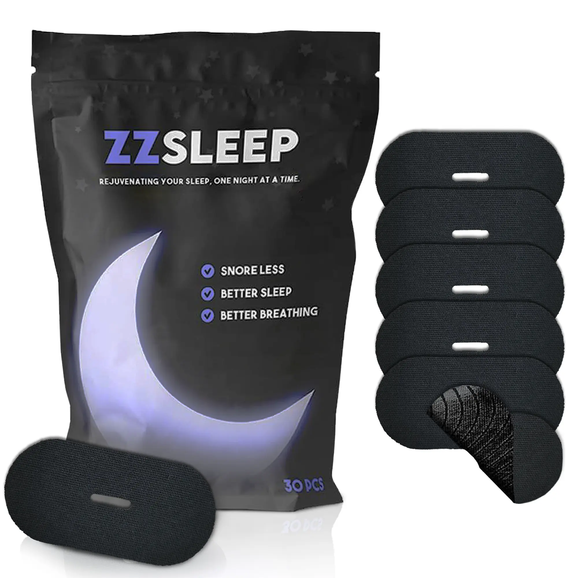 ZZSleep Tape - (30 Strips) Breathable Mouth Tape for Rest & Recovery. Prevents Snoring and Improves Nasal Oxygen Intake. Soft Medical Grade, Hypoallergenic, Gentle Adhesion, Latex Free