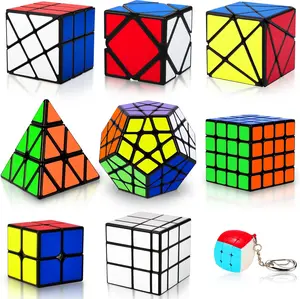 9-Pack Speed Cube Puzzle Set with 2x2–4x4, Pyraminx, Megaminx, Mirror & More Brain Toys