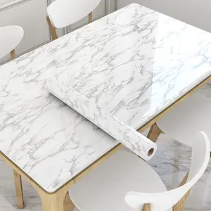 1 Roll Peel and Stick Glossy Marble Pattern Wallpaper, Waterproof and Oil-Resistant Self-Adhesive Decoration for Kitchen and Bathroom, Easy to Install DIY Home Upgrade, Peel and Stick Wallpaper Designs