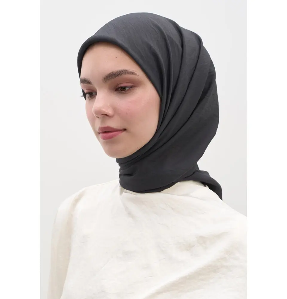 Solid Viscose Cotton Square Hijab - Anthracite