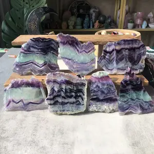 Natural Crystal Rainbow Flourite Slice Collection