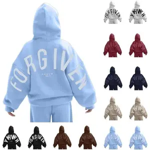 Forgiven Unisex Letter Graphic Print Oversized Pullover Hoodie Sweatshirt, Fashion Streetwear, with Pockets
