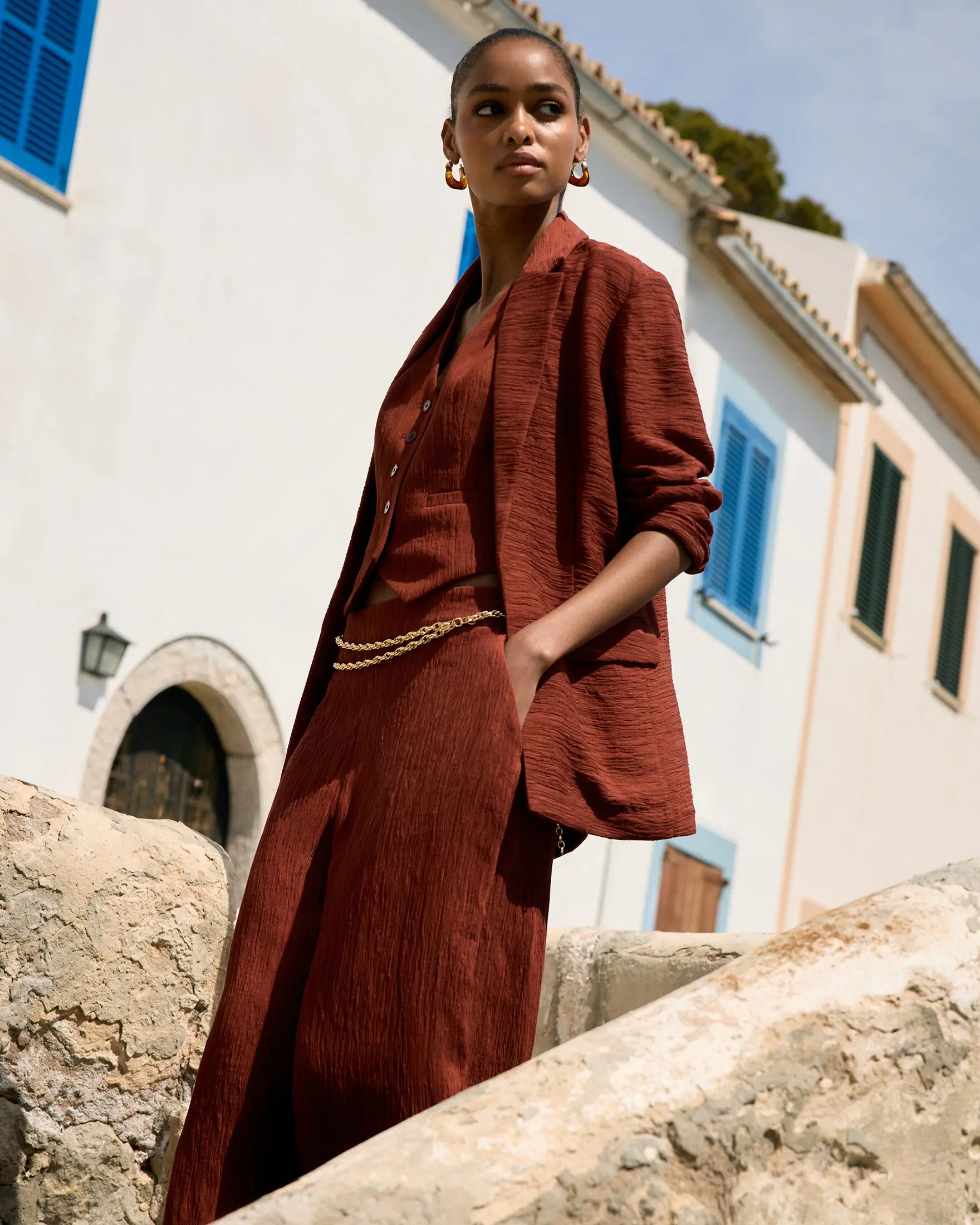Express Textured Plisse Open Front Blazer, Long Sleeve, Pockets, Collared, Women, Fabric
