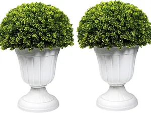 2 PCS 23” Artificial Plastic Pine Cone-Shaped Leaves Topiary Ball Tree, Faux Potted Decorative Topiary Plant, UV Resistant Fake Plant in Pot for Home Gate Indoor Outdoor Patio Office Decor