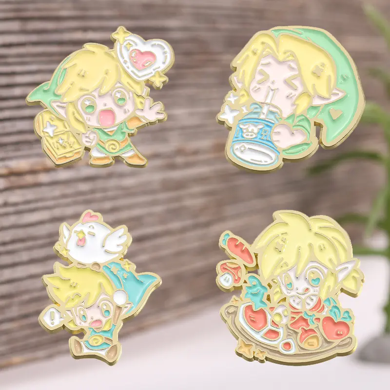 4PCS Enamel Pin Set, Playful Cartoon Brooches for Men & Women - School, Party & Engagement Gift Accessory