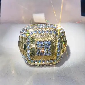 Men's shiny square stacked ring | Hip hop style shiny synthetic zircon ring, textured accessory, suitable for parties, rap outfits, daily wear, and gift giving men's women gift fashion jewelry dainty ring evry jewel