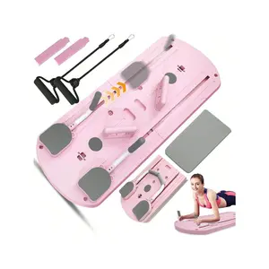 Pilates Reformer Set - Pilates Board For Home Workout, 5-In 1 Pilates Reformer Portable Pilates Machine, Portable And Foldable Pilates Reformer, Pilates Equipment For For Core Workouts, Pink, Purple