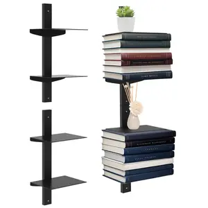 Invisible Floating Bookshelf, Wall Mounted Rack, Rust Resistant Metal, Space Saving Design for Living Room, Bedroom, Office