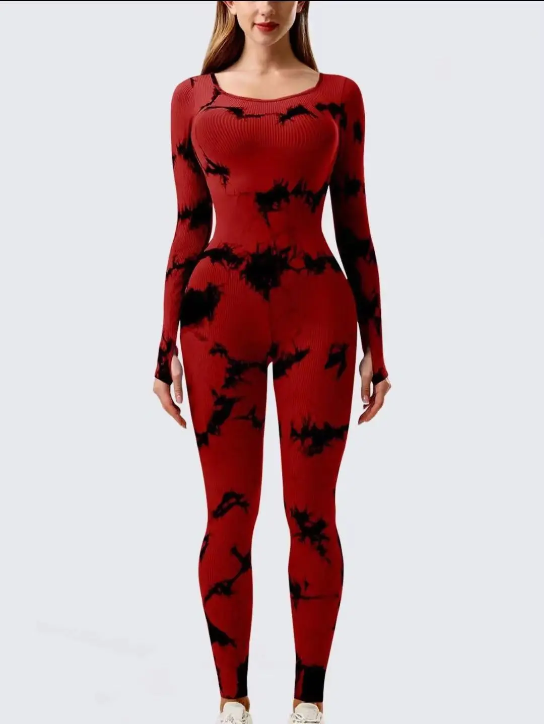 Women's yoga jumpsuits, one-piece sports long-sleeved tops, tummy-control sports jumpsuits