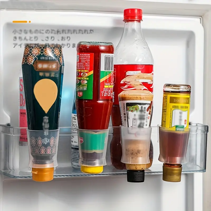 Transparent plastic refrigerator storage set - storage rack Organiser, suitable for seasoning and soy sauce bottles, perfect for salad dressing and tomato sauce