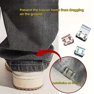 Invisible Hem Clips, Prevents Pants Dragging, No Sew Hidden Button Closure, Anti-Pants Drag Edge Clip, Shorten, Quick Adjustment, Clean Look, Adjustable, Secured, Multiple