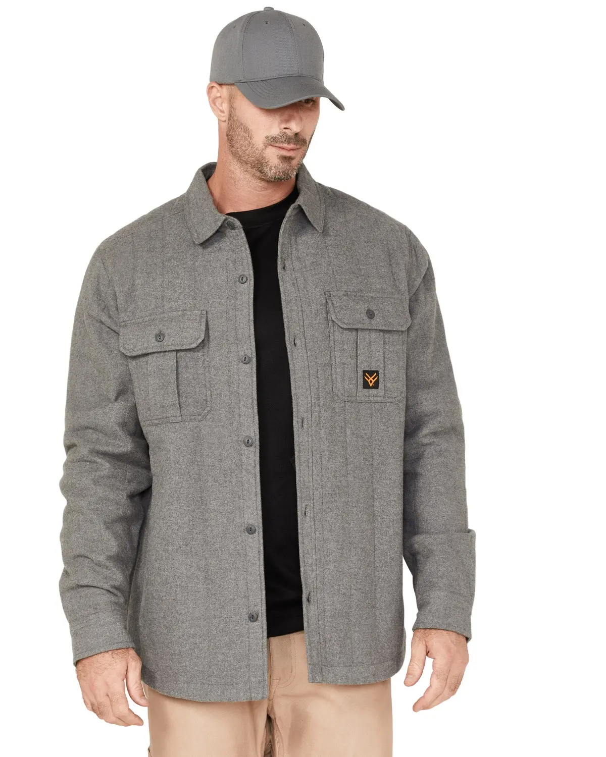 Hawx Men's Men'S Channel Quilted Flannel Button-Down Shirt Jacket - Hxfa22w67-Gry