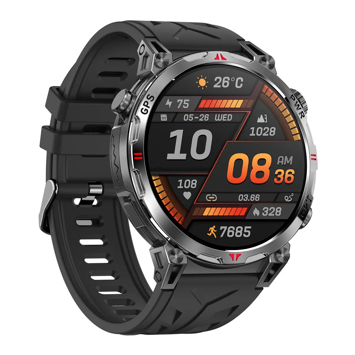 Men's Digital Smartwatch with GPS Navigation & Compass, Altitude Pressure Monitoring, Ai Dial Face, Fitness Tracking, Calorie Counter, Ipx8 Waterproof, Waterproof Fitness Smartwatches